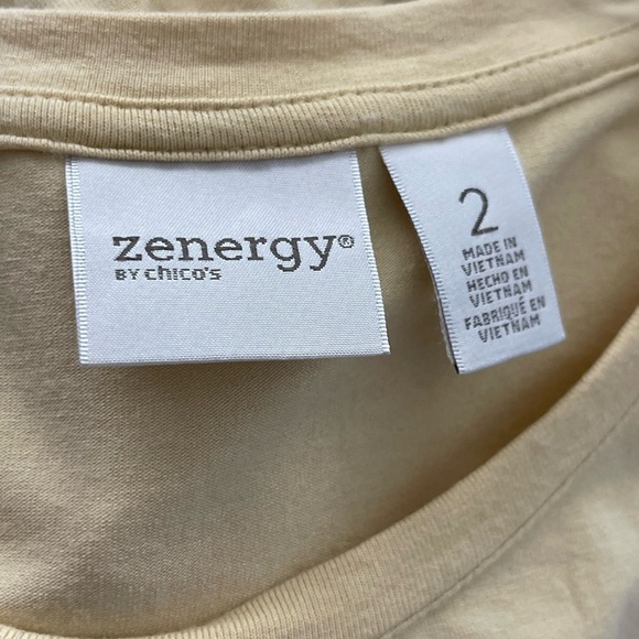 Women’s zenergy by Chicos yellow tee rayon and spandex T-shirt size medium - Picture 2 of 8